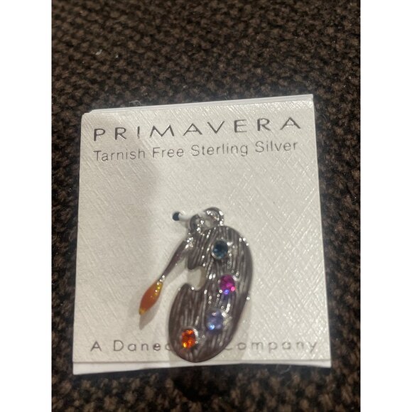 Primavera Sterling Silver Artist Palette Pendant With Colorful Gem Accents - Picture 2 of 4